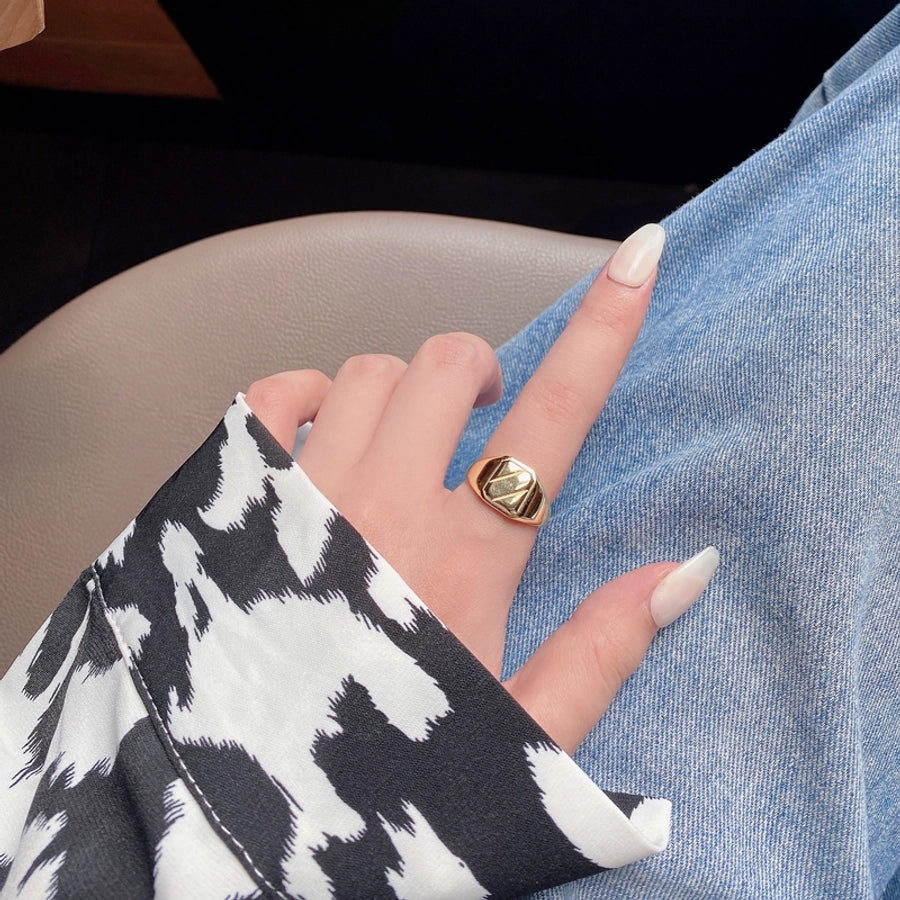 925 Sterling Silver Geometric Adjustable Ring