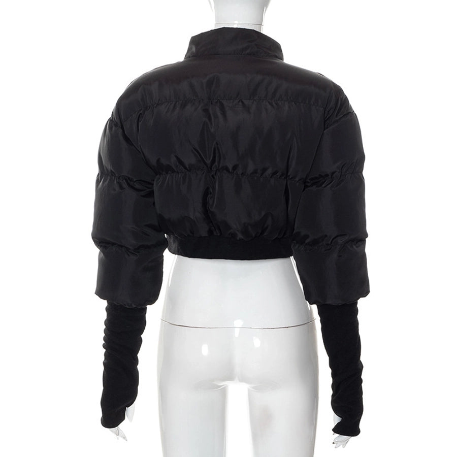 Women's Streetwear Solid Color Zipper Coat cotton clothes