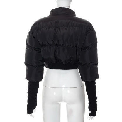 Women's Streetwear Solid Color Zipper Coat cotton clothes