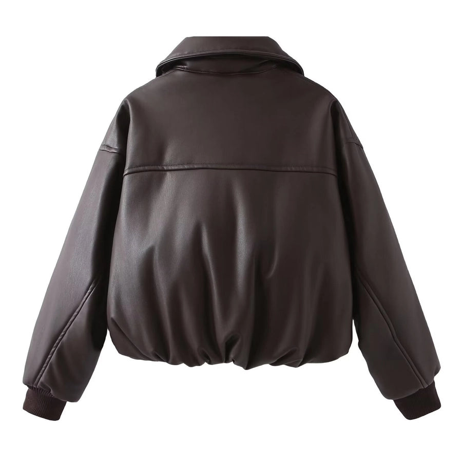 Women's Streetwear Solid Color Zipper Coat cotton clothes