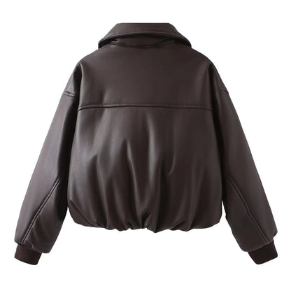 Women's Streetwear Solid Color Zipper Coat cotton clothes