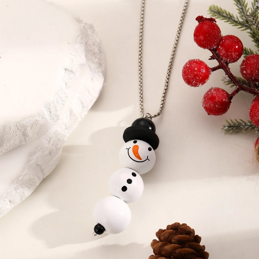 Vintage Style Classic Style Snowman Wood Iron  Pendant Necklaces