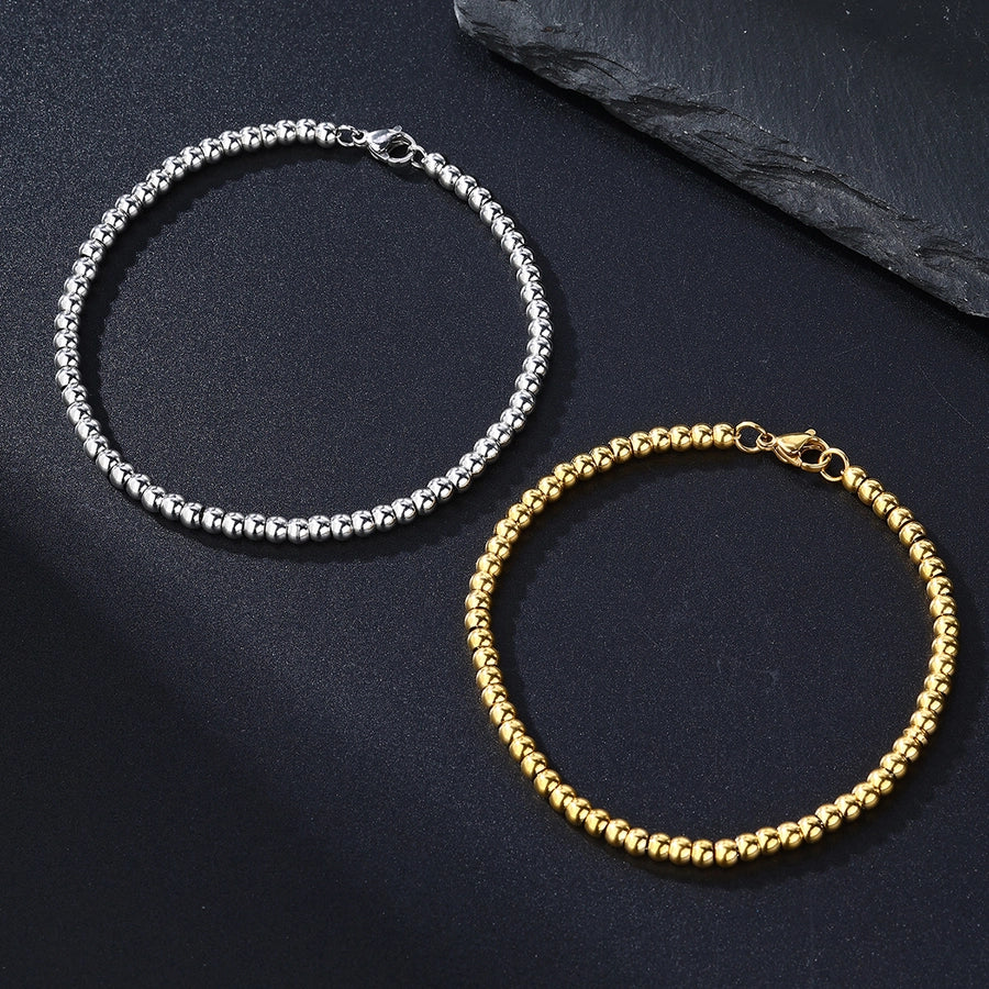 Casual Circle 304 Stainless Steel 18K Gold Plated ball chain Bracelets In Bulk Stainless Steel Bracelets