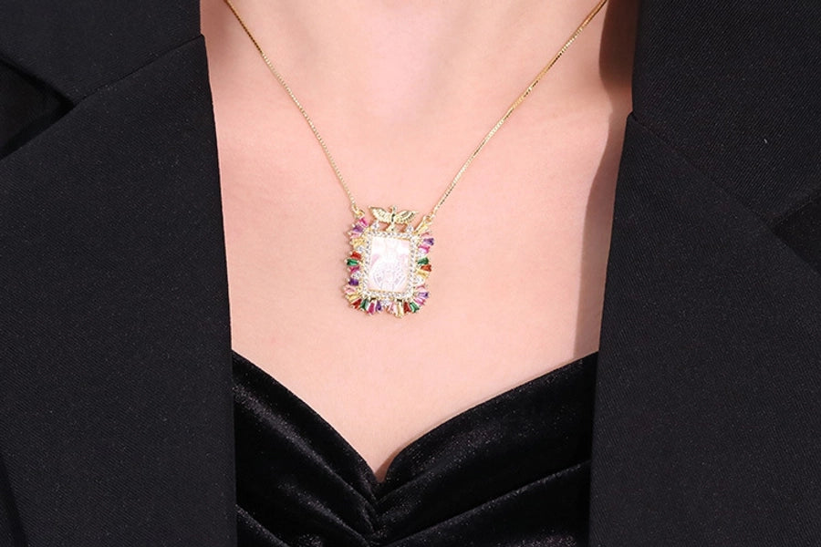 Jewelry Vintage Style Classic Style Geometric Copper Zircon Plating Pendant Necklace