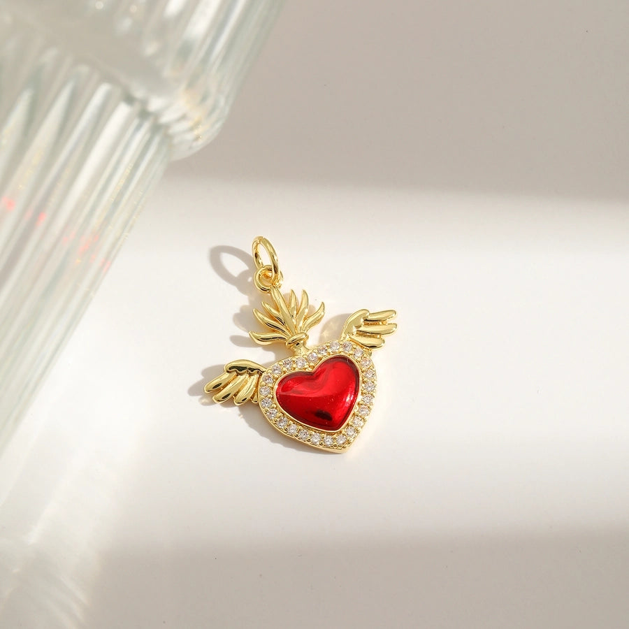 1 Piece 25.3*30.3MM Hole 3~3.9mm Copper 18K Gold Plated Heart Shape Pendant Jewelry Accessories