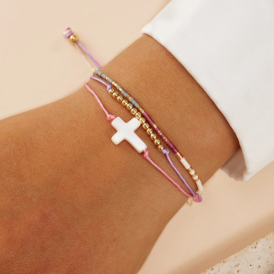 Casual Cross Seed Bead rope Woven Chain String Bracelets