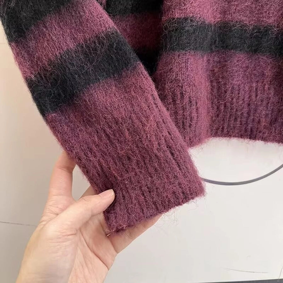 Women's Sweater Long Sleeve Sweaters & Cardigans Casual Stripe