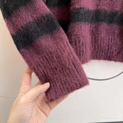 Women's Sweater Long Sleeve Sweaters & Cardigans Casual Stripe