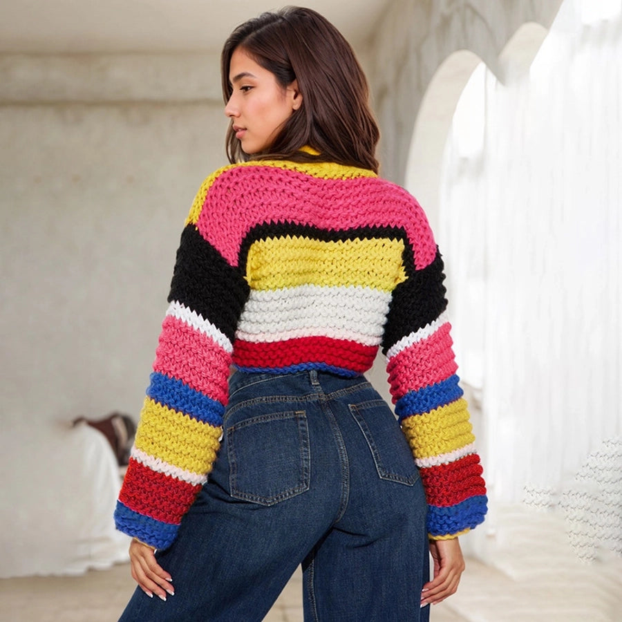 Women's Sweater Long Sleeve Sweaters & Cardigans Streetwear Color Block