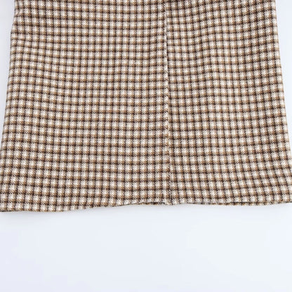 Women's Elegant Plaid Pocket Single Breasted Woolen Coat