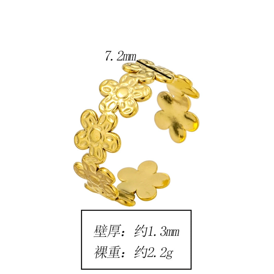 Jewelry Elegant Leaves Flower Titanium Steel Open Rings