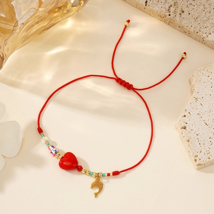 Casual Cross Palm Heart Shape 314 Stainless Steel Beaded rope Woven Chain String Bracelets