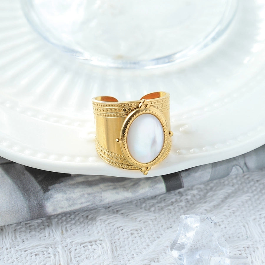 Jewelry Casual Cute Simple Style Geometric 304 Stainless Steel Shell 14K Gold Plated Open Rings