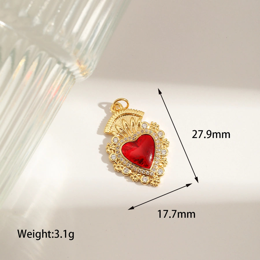 1 Piece 25.3*30.3MM Hole 3~3.9mm Copper 18K Gold Plated Heart Shape Pendant Jewelry Accessories