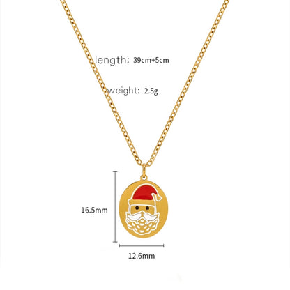 Jewelry Cute Christmas Hat Christmas Tree Christmas Socks Titanium Steel 18K Gold Plated Plating Pendant Necklace