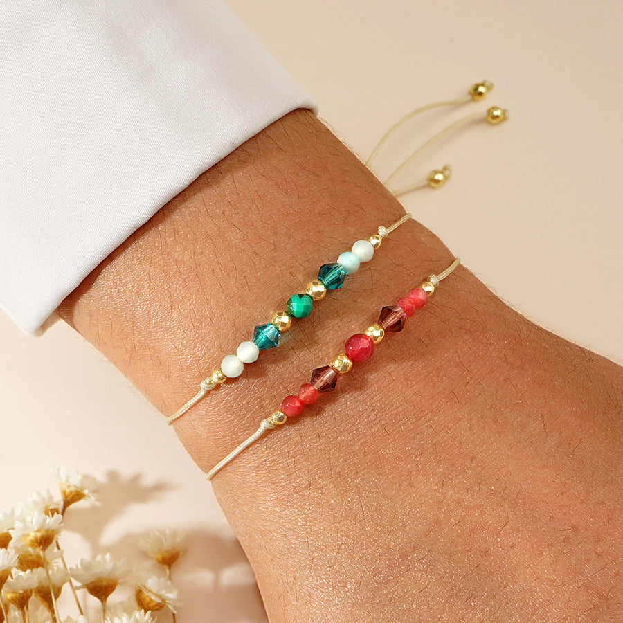 Casual Rhombus Semi-precious stone rope Woven Chain String Bracelets