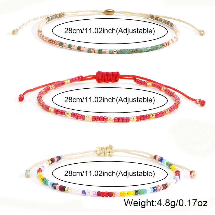 Bohemian Round Seed Bead Wax line Copper  Beaded Bracelets