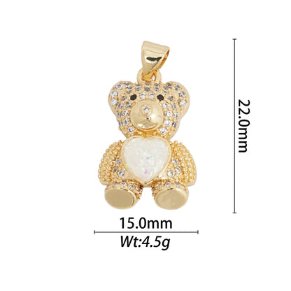 1 Piece Copper Zircon Hexagon Bear Planet Pendant