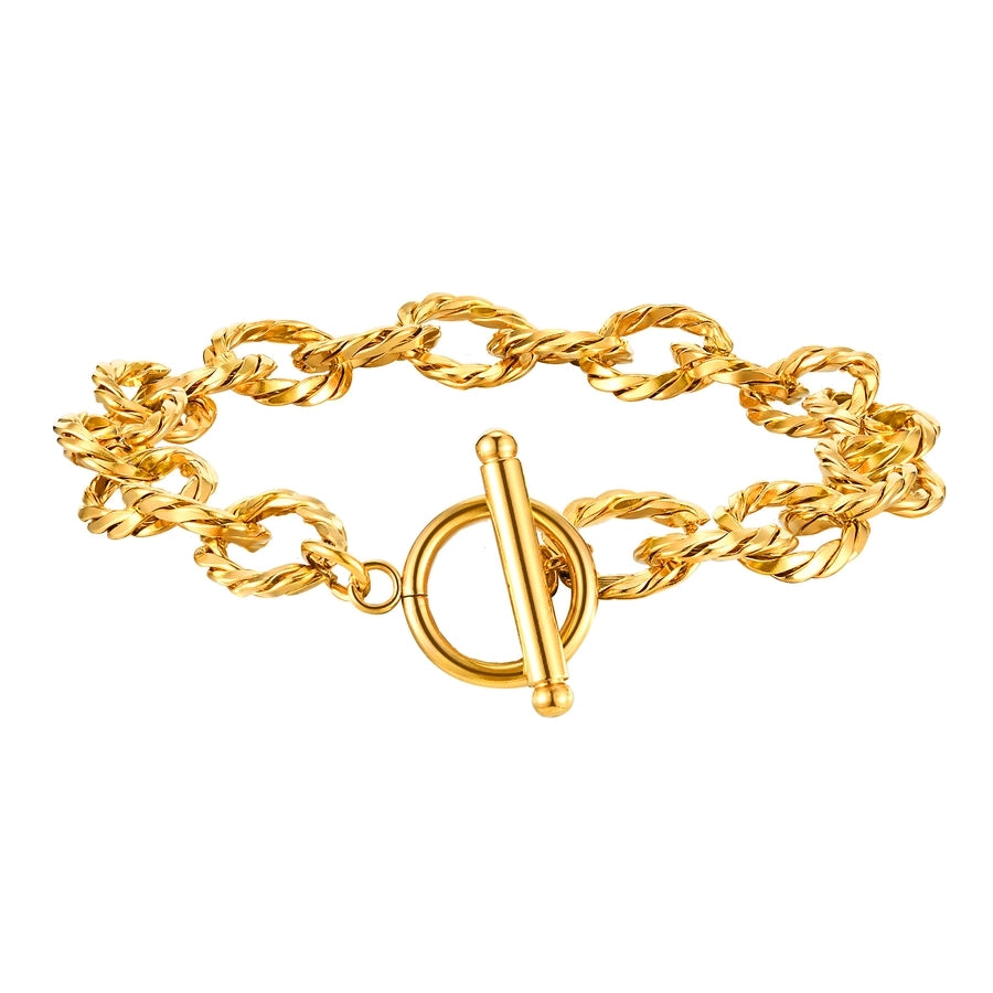 IG Style French Style Circle 304 Stainless Steel 18K Gold Plated  Bracelets In Bulk Stainless Steel Bracelets