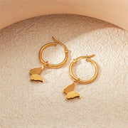 24# Silver Needle-Gold Butterfly Earrings