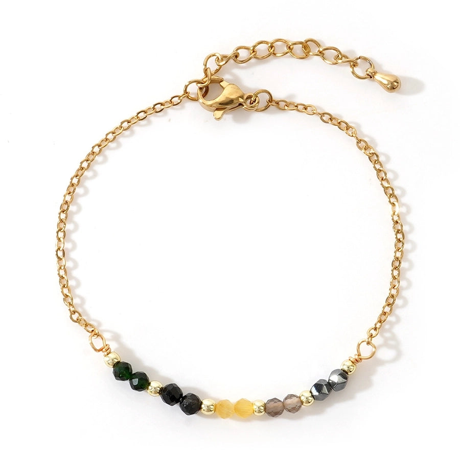 Bohemian Round natural stone Copper cable chain String Bracelets