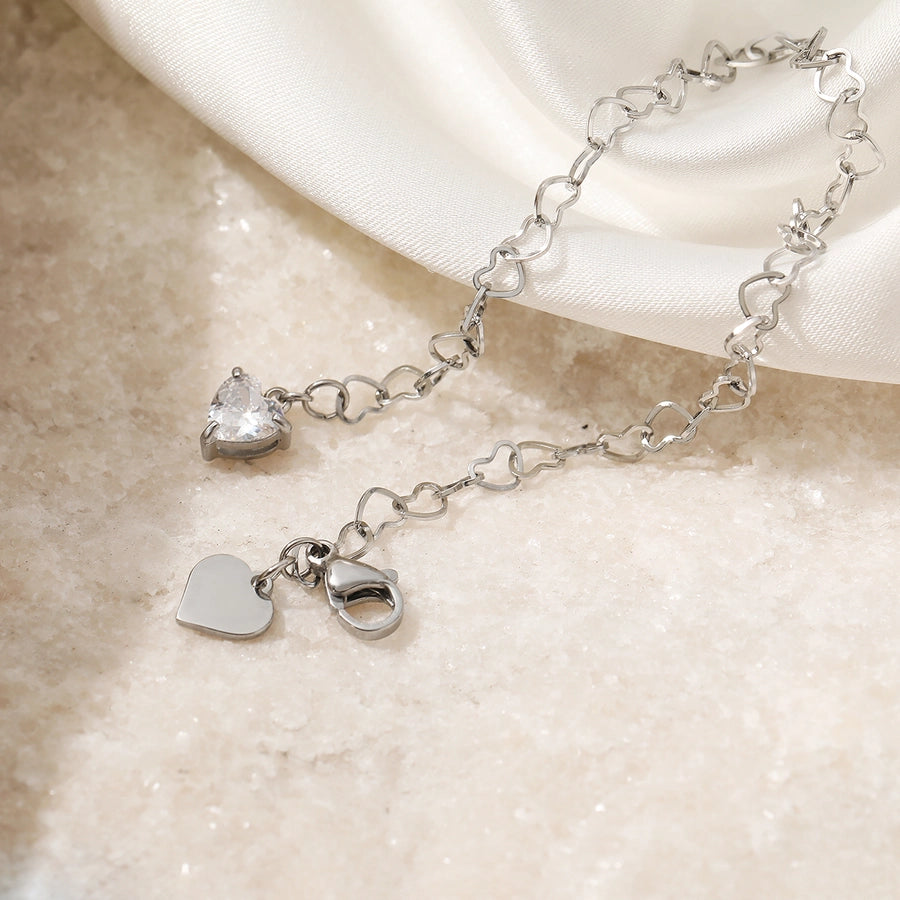 Simple Style Heart Shape 304 Stainless Steel Heart bracelet  Bracelets In Bulk Stainless Steel Bracelets