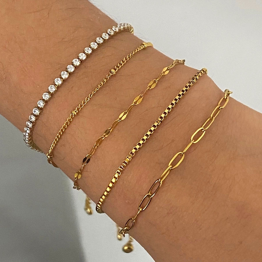 Simple Style Classic Style Geometric 304 Stainless Steel Paperclip Chain box chain Tennis Chain Bracelets In Bulk Stainless Steel Bracelets