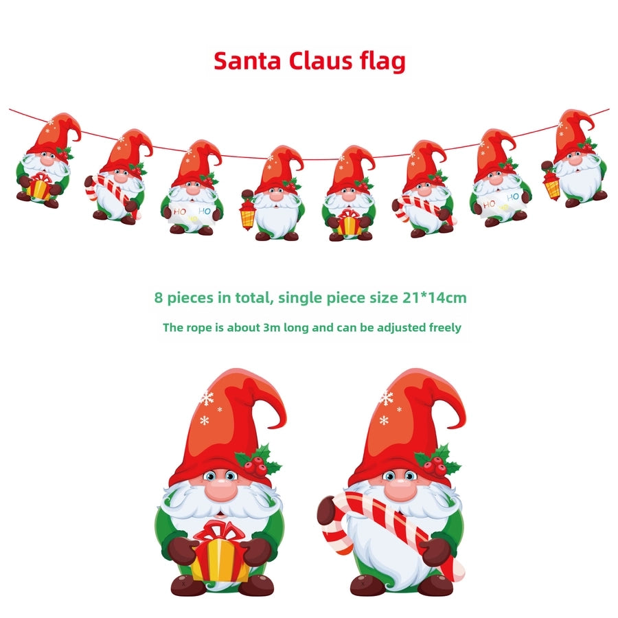 Christmas Paper Flag Christmas Window Hotel Scene Decoration Flag  Santa Claus Flag