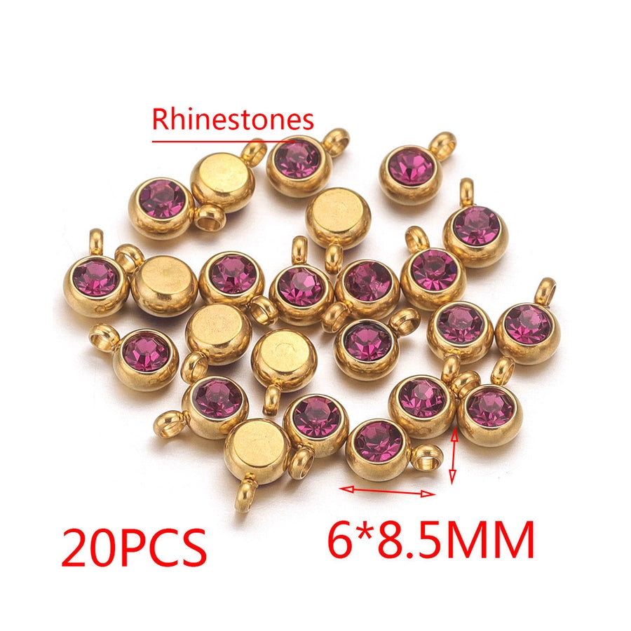 20 PCS/Package Diameter 6 mm 304 Stainless Steel Geometric Pendant Jewelry Accessories