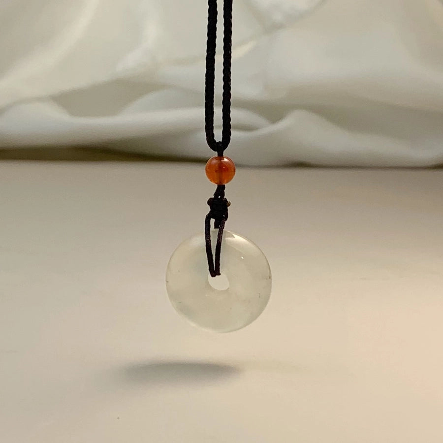 Simple Style Round Jade rope Woven Chain Pendant Necklaces