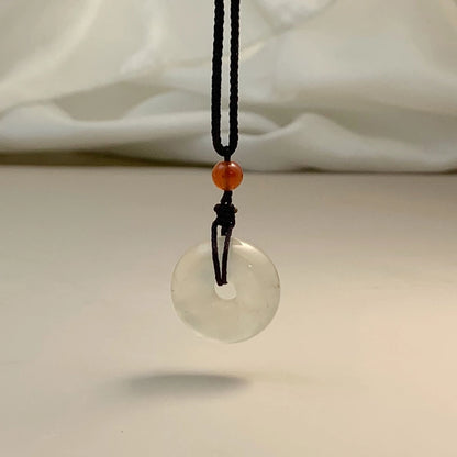 Simple Style Round Jade rope Woven Chain Pendant Necklaces