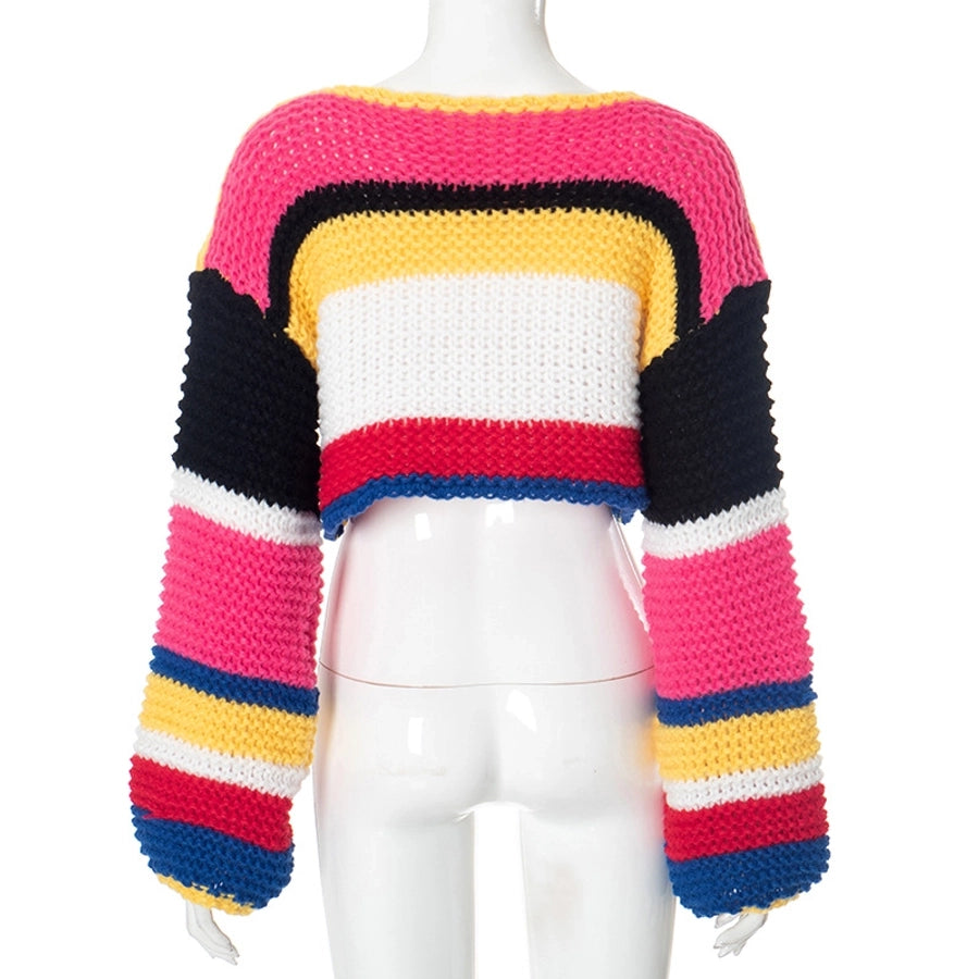 Women's Sweater Long Sleeve Sweaters & Cardigans Streetwear Color Block