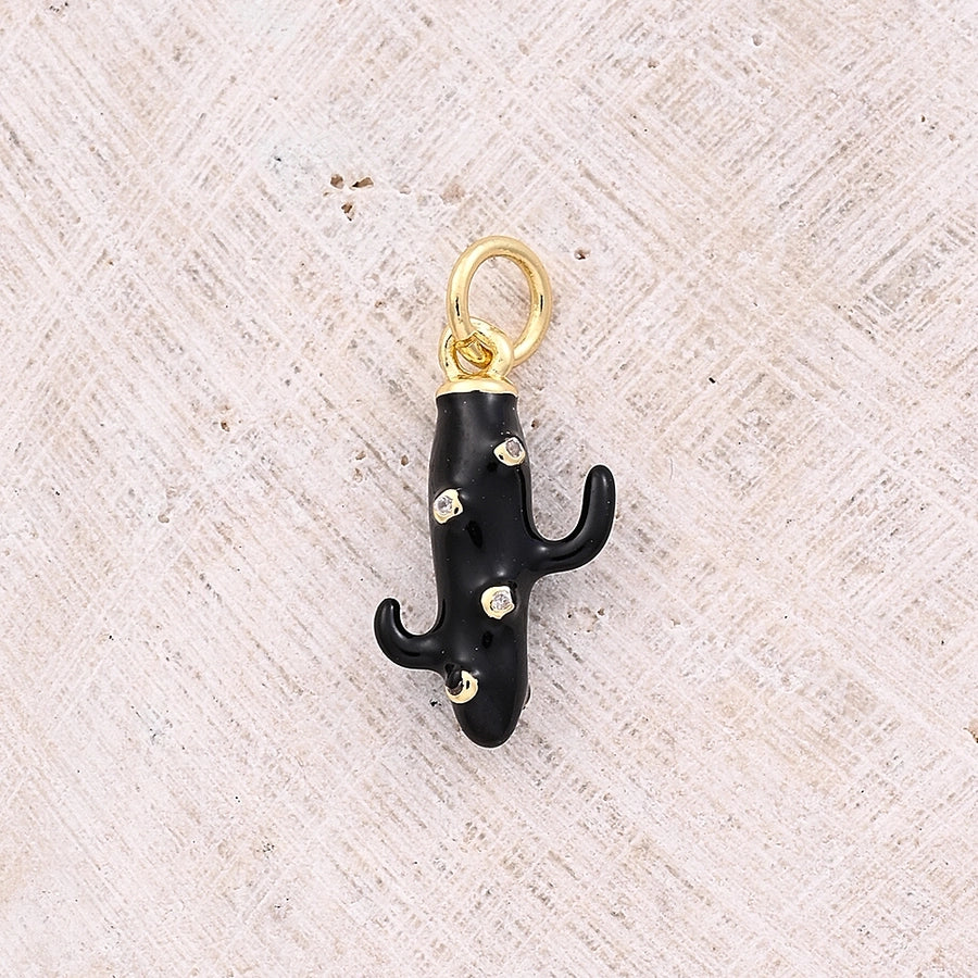 1 Pc/Package 16.5x9mm Hole 3~3.9mm Copper Zircon 18K Gold Plated Cactus Polished Pendant Jewelry Accessories