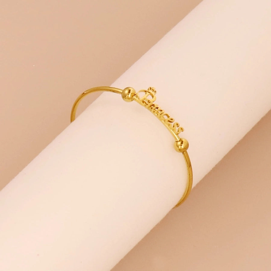 Simple Style Round 304 Stainless Steel 18K Gold Plated Cuff Bracelets In Bulk Stainless Steel Bracelets