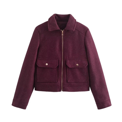 Women's Preppy Style Solid Color Coat Woolen Coat