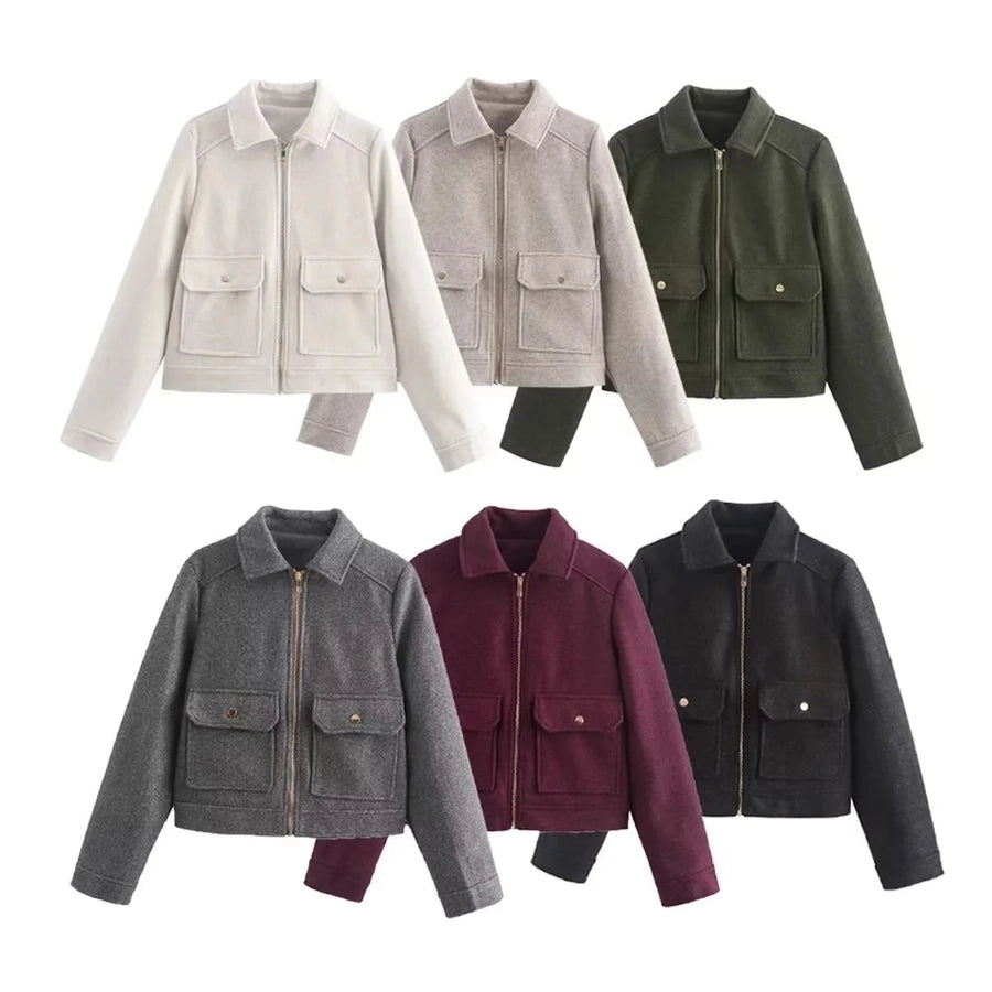 Women's Preppy Style Solid Color Coat Woolen Coat