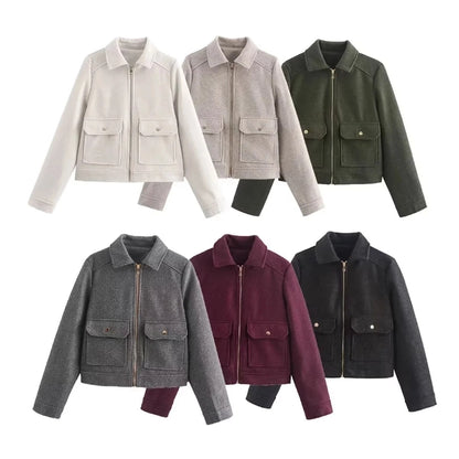 Women's Preppy Style Solid Color Coat Woolen Coat