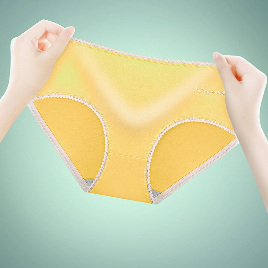 letter solid color breathable mid waist briefs panties