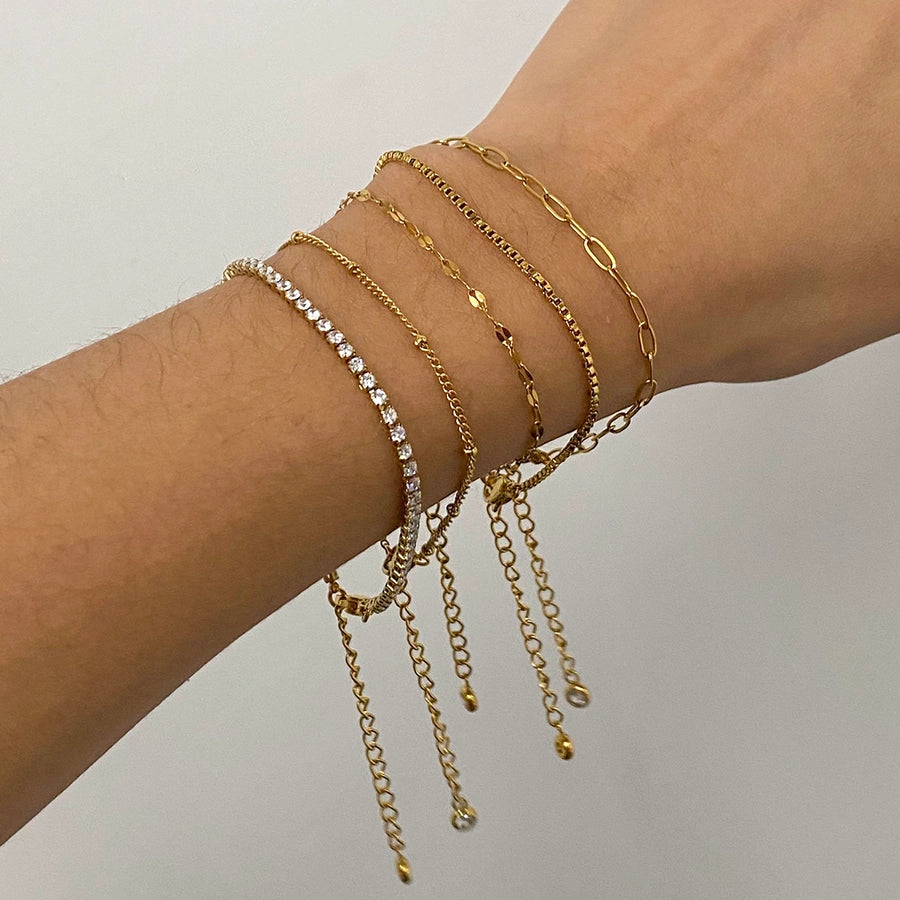 Simple Style Classic Style Geometric 304 Stainless Steel Paperclip Chain box chain Tennis Chain Bracelets In Bulk Stainless Steel Bracelets