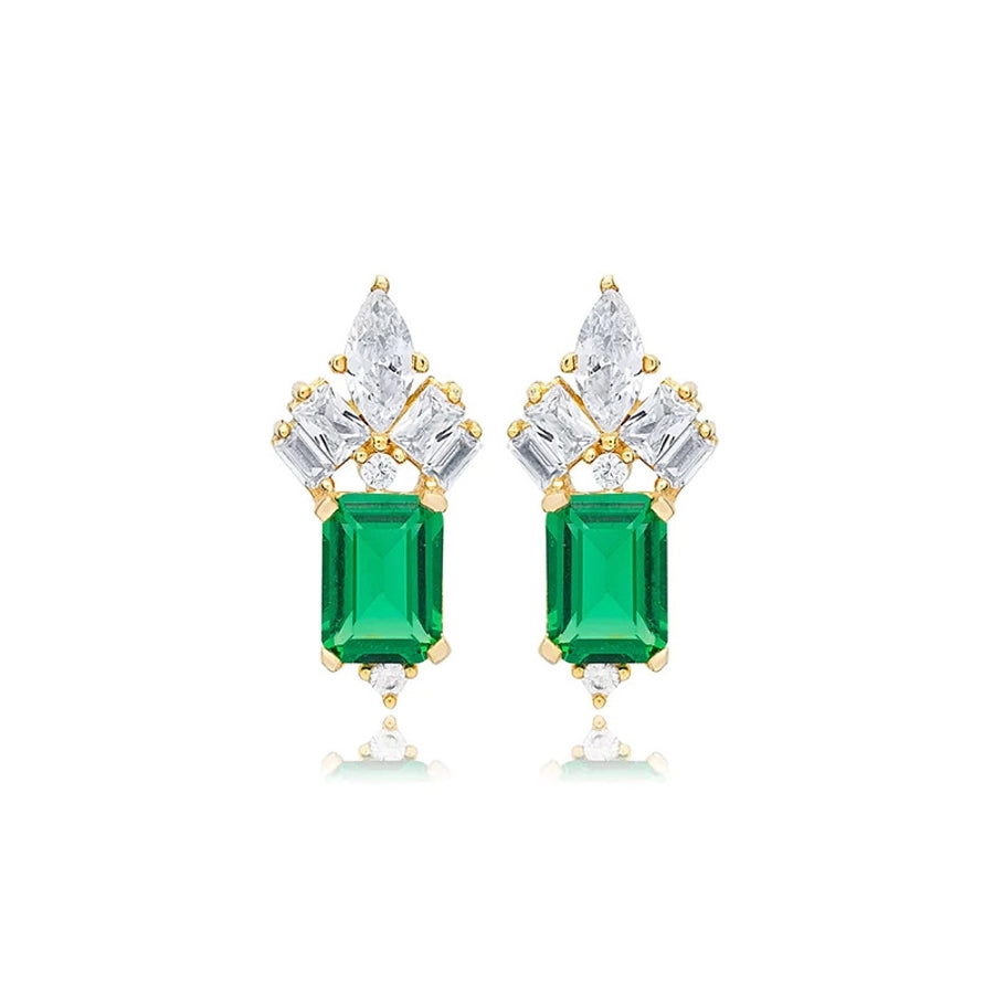 1 Pair Casual Elegant Geometric Copper Zircon Drop Earrings Ear Studs