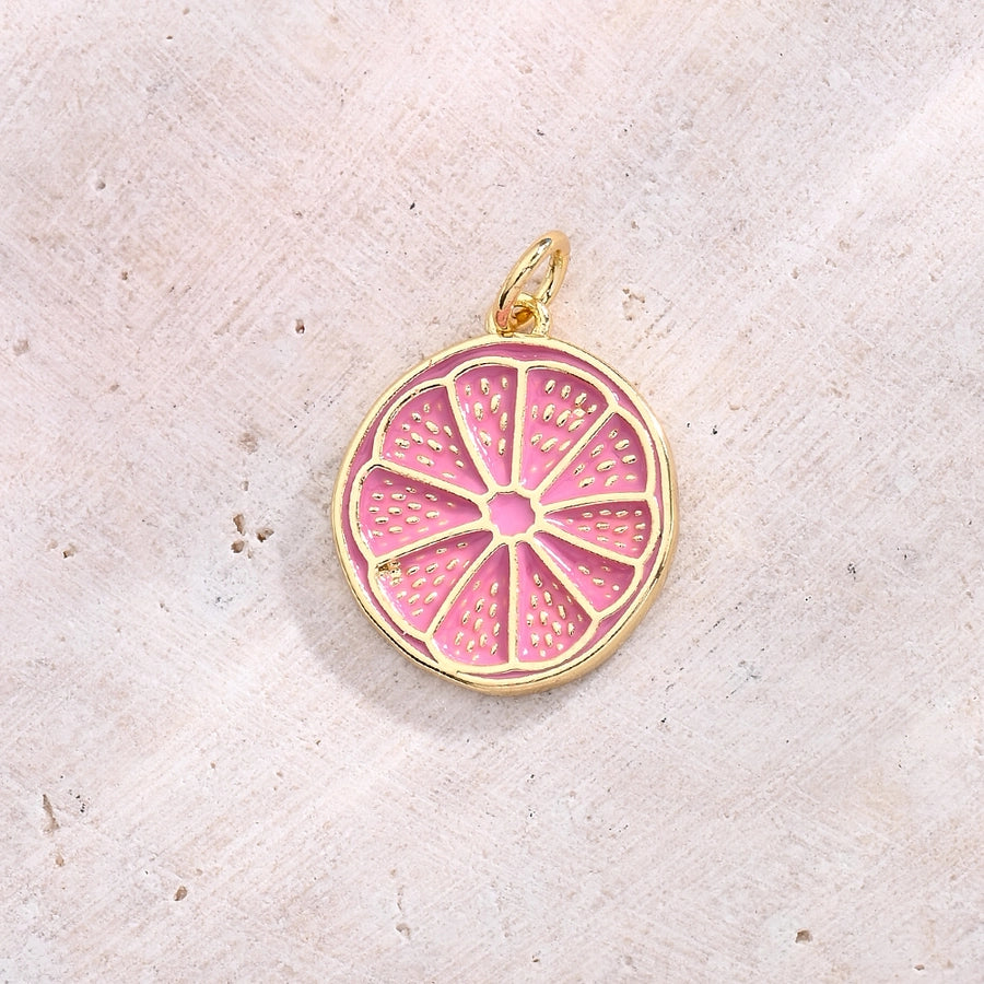 1 Pc/Package 17x15mm Hole 3~3.9mm Copper 18K Gold Plated Lemon Polished Pendant Jewelry Accessories