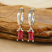 Y20278-Silver Red Diamond 1 Pair