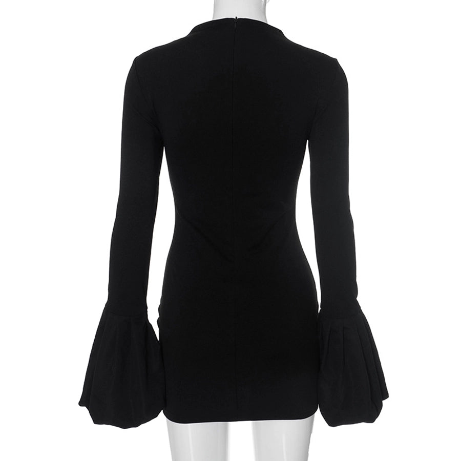 Women's Hip skirt Streetwear Round Neck Popover Long Sleeve Solid Color Above Knee Holiday Travel