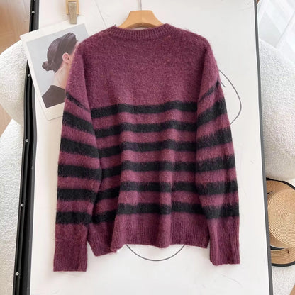 Women's Sweater Long Sleeve Sweaters & Cardigans Casual Stripe