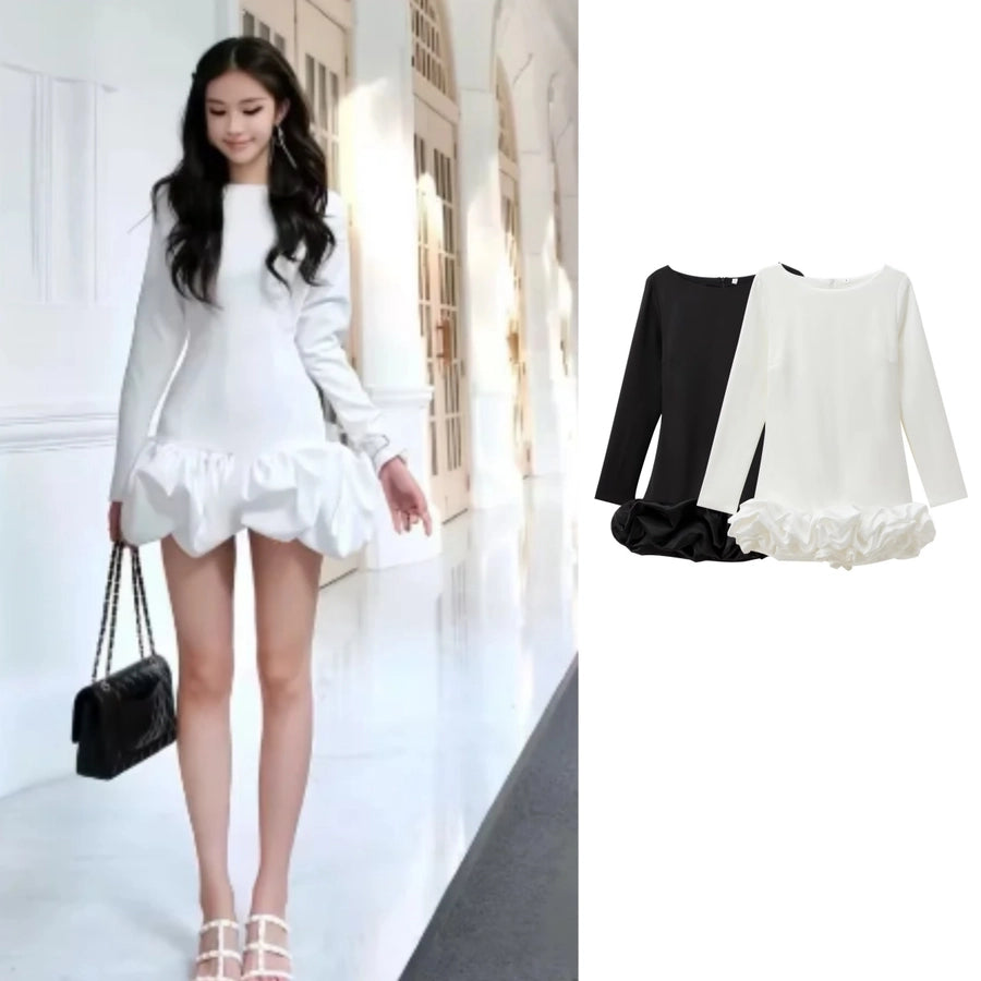 Women's Sheath Dress Elegant Sexy Round Neck Long Sleeve Solid Color Short Mini Dress Holiday Daily