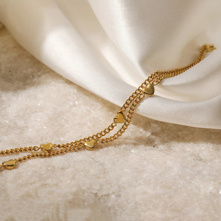 Simple Style Heart Shape 304 Stainless Steel O-shaped chain Bracelets In Bulk Stainless Steel Bracelets