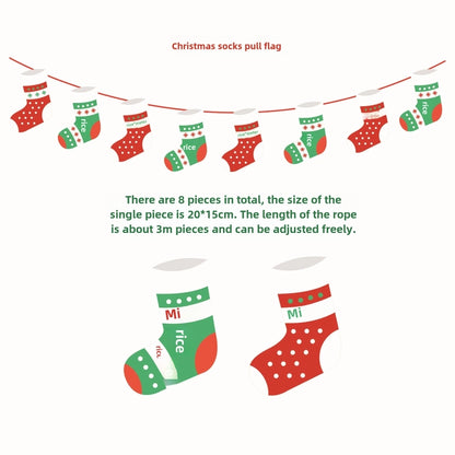 Christmas Paper Flag Christmas Window Hotel Scene Decoration Flag  Santa Claus Flag