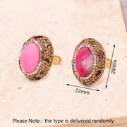 Rose Pink Crystal & Tourmaline Ring (Gold)