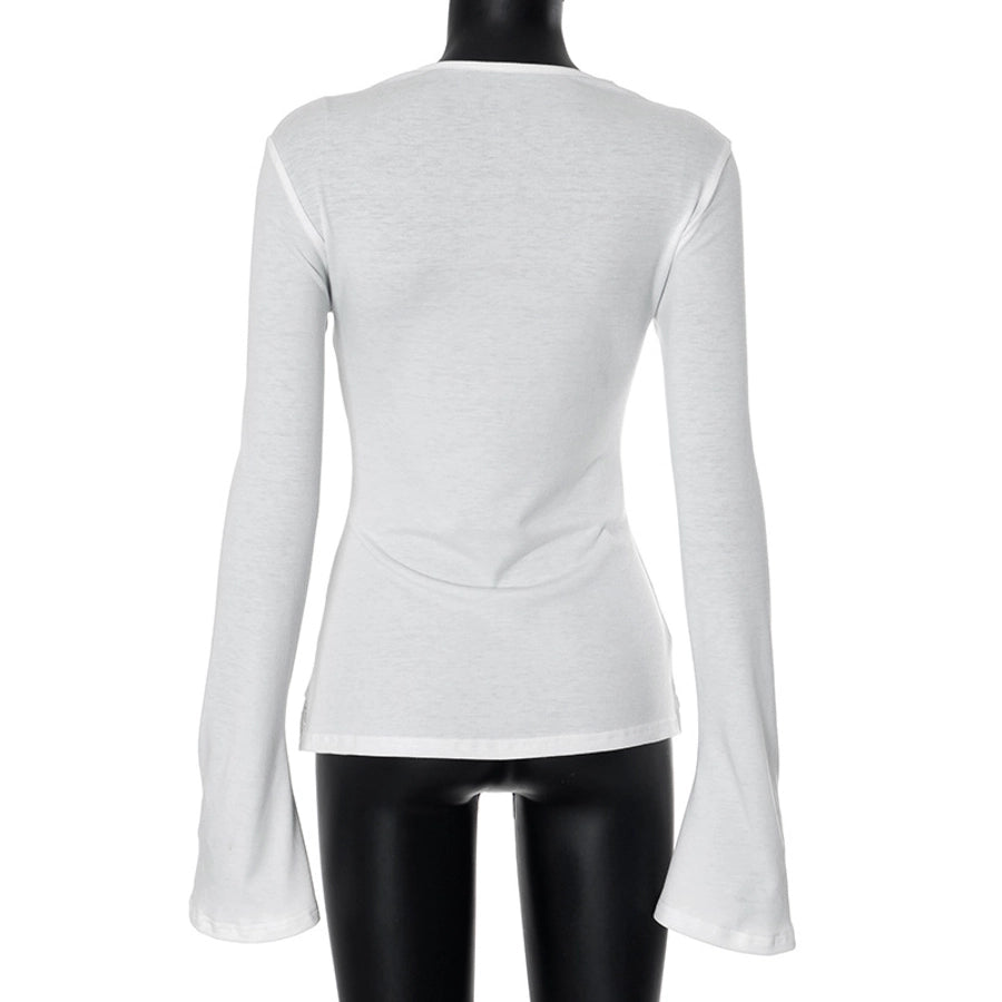 Women's T-shirt Long Sleeve Blouses Vacation Simple Style Solid Color