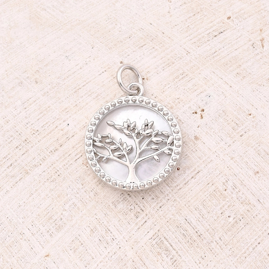 1 Pc/Package 17.5x15.5mm Hole 3~3.9mm Copper Shell 18K Gold Plated White Gold Plated Round Letter Life Tree Polished Pendant Jewelry Accessories